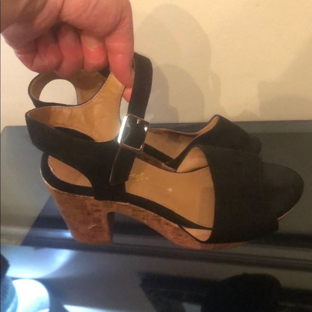 Black Chunky Heel Sandals